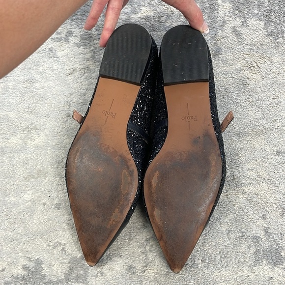 Linea Paolo Niara Glitter Flat Pointed Toe Mary Jane Black Sparkle Sz 11 - Picture 9 of 13